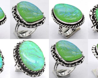 Triplet Opal Green 925 Silver Plated Rings, Tiger Eye Ring , Tiger Eye Gemstone Rings, Women Rings US Size 6 to 10 & Mix