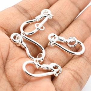 4 Pcs 25X12mm Bali S Hook Clasp Eye Clasp Sterling Silver Plated B858