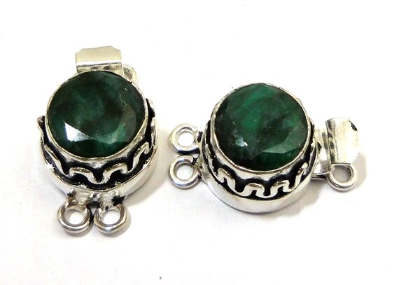 1 Piece Bali Box Clasp Emerald Ruby Sterling Silver Plated 24k Gold Plated Multi Strand Ruby 24X19X10MM B 631