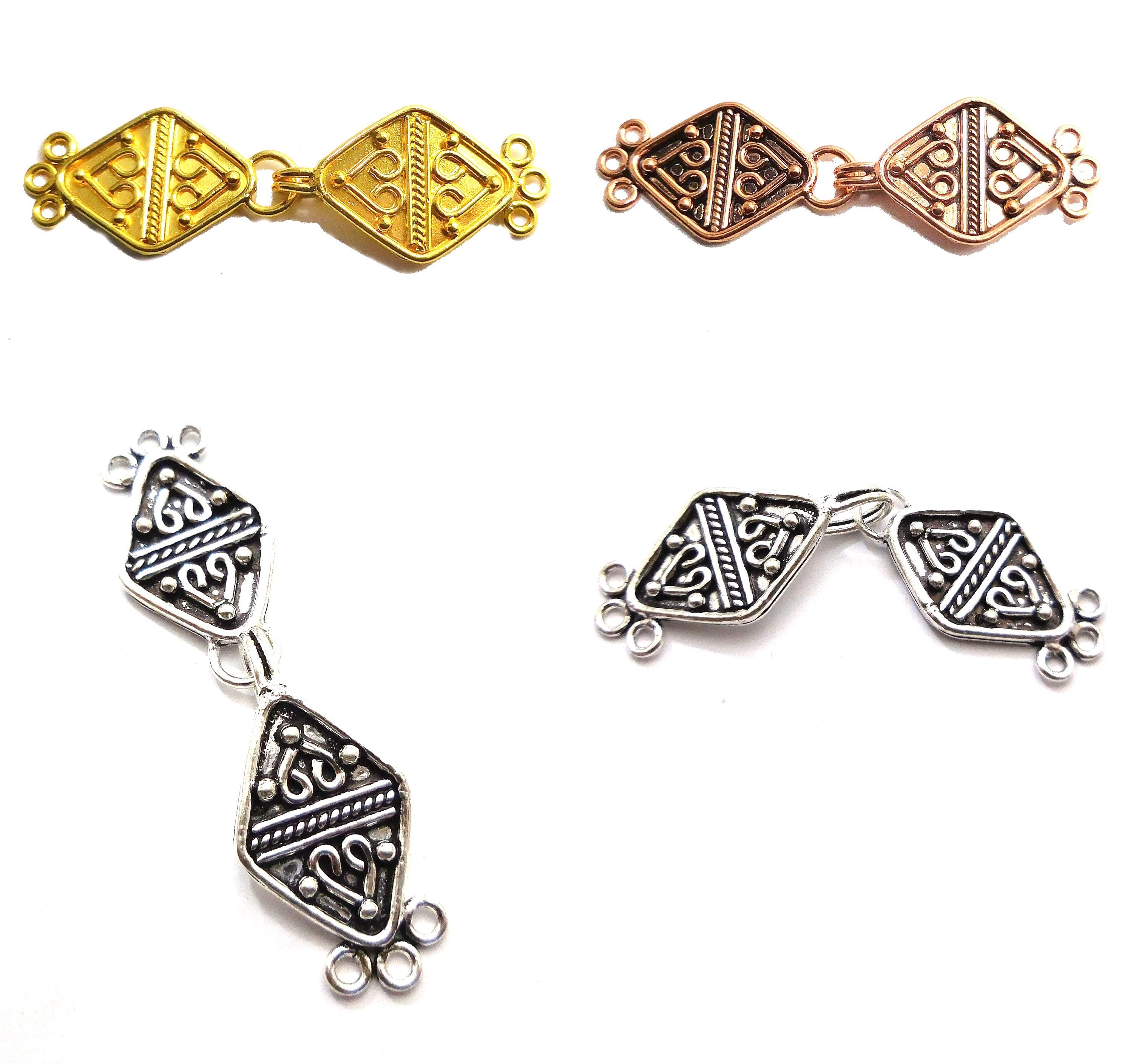 1 Set 62x19mm 3 Strand Clasp Oxidized Silver Plated Oxidized