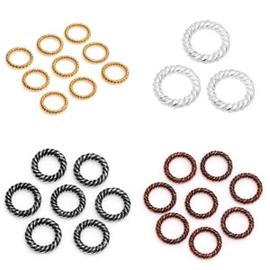 34 Pcs 8mm Twisted Closed Bali Jump Rings Antique Silver Plated Antique Copper Sterling Silver Plated 18k Gold Plated Jewelry Making B800