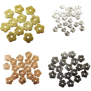 60 pcs disque plat floral brossé 6 mm Argent sterling plaqué cuivre plaqué or noir plaqué or 18 carats Perle disque Heishi mate B1006