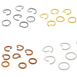 24 Stück 12 mm Verdrehte 16 mm Gauge Offene Biegeringe Oxidiertes Silber Plattiert Oxidiertes Kupfer Sterlingsilber 18k Vergoldet B334