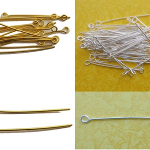 40 Pcs Eye Pin Sterling Silver Plated 18k Gold Plated Head Pin 20 Gauge 1.5 Inches Decorative Head Pins B839