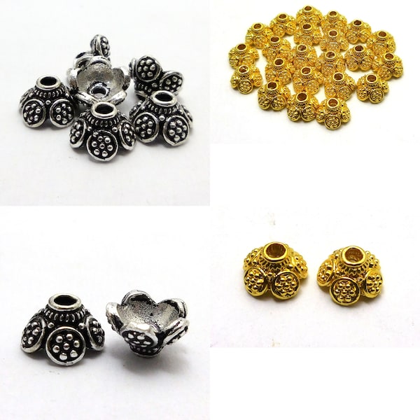10 Pieces 9X5mm Bali Bead Cap Oxidized Silver Plated Oxidized Copper 18k Gold Plated Flower Bead Cap Jewelry Making Cap B79