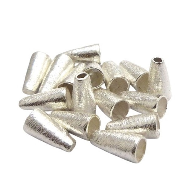 7 piezas de tapas cónicas cepilladas de 14 x 9 mm para bisutería chapada en plata de ley, tapas cónicas mate B148