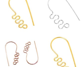 24 Pcs 12(pairs) 25X13mm Earring wire Findings 925 Silver Plated 18K Gold Plated Copper Earring Making Earring Component B640