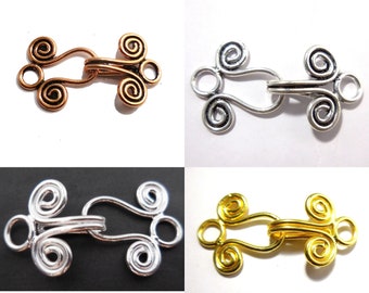 40mm 60mm Bali Toggle Clasp Oxidized Silver Plated Oxidized Copper Sterling Silver Plated 18k Gold plated Jewelry Making Clasp B195