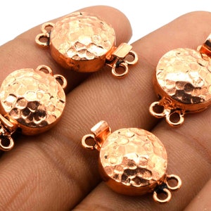 1 Pc Hammered Round Bali Box Clasp 2 Strand Antique Copper 20X13X7mm Jewelry Making Clasp B774