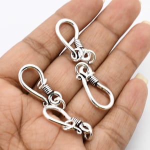 4 Pcs 25X12mm Bali S Hook Clasp Eye Clasp Hook Clasp Antique Silver Plated B858