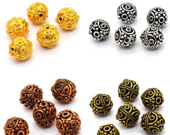 8mm 10mm 12mm Bali Bead  Antique Silver Plated 18k Gold Plated Oxidized Copper Jewelry Making Bead B24