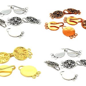 1 zestaw 52 x 19 mm Zapięcie wielopasmowe Trzy pasma Oksydowane Posrebrzane Oksydowana miedź Okrągłe zapięcie kwiatowe 18k pozłacane B381