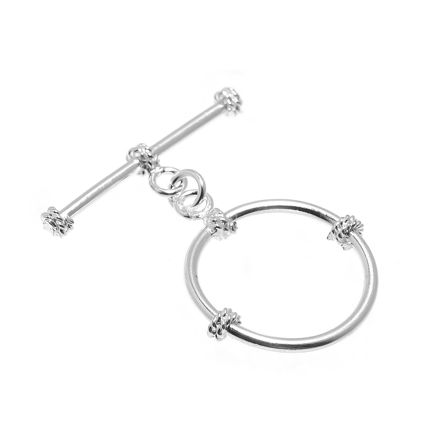 Lot De 3 Fermoirs à Bascule Bali Plaqué Argent - 25x15 Mm - Fait Main Inde - Neuf