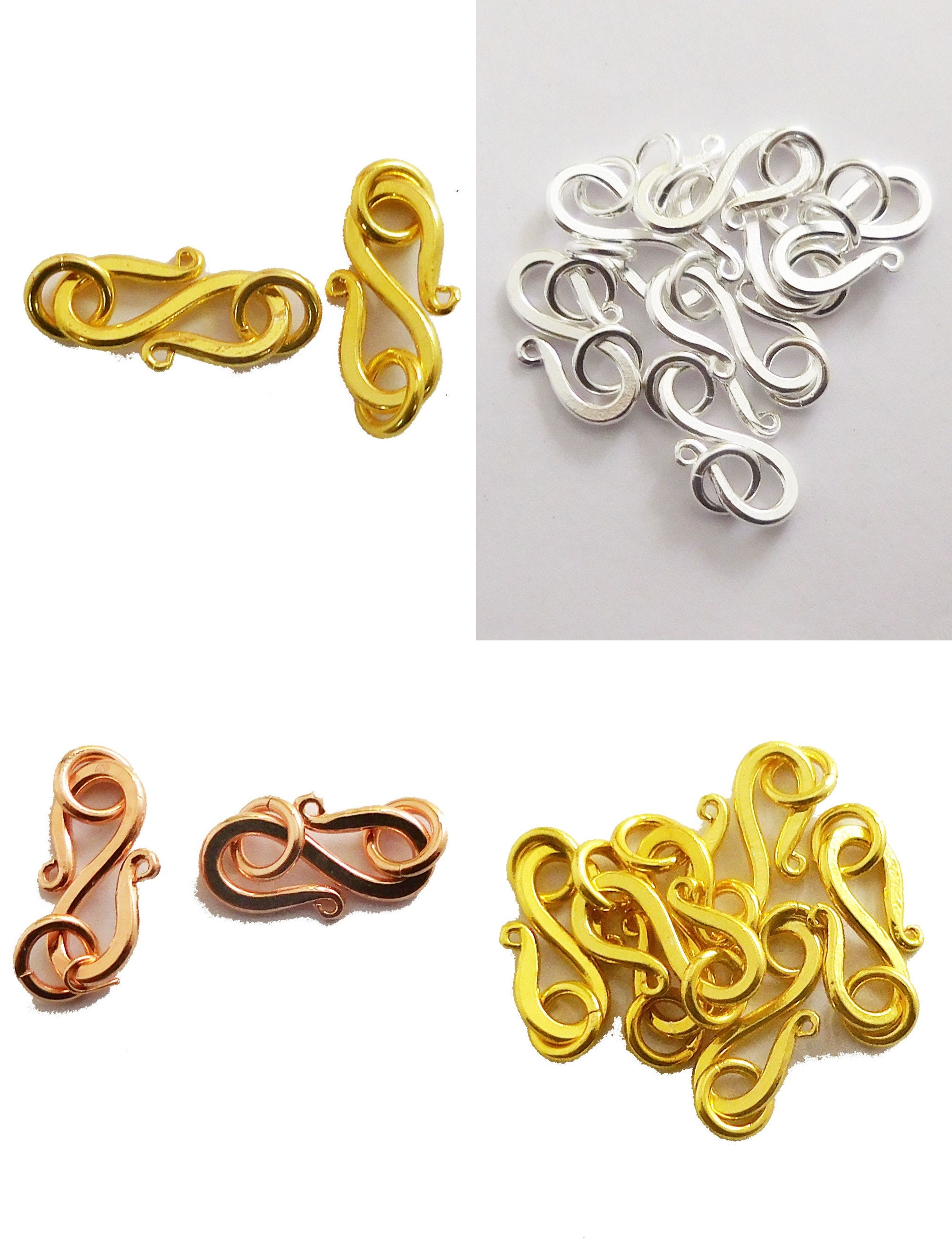 3pcs Jewelry Making Clasps S Hook Bracelet Clasps Bracelet Connector Clasps, Adult Unisex, Size: 0.69 x 0.39 x 0.04, Silver
