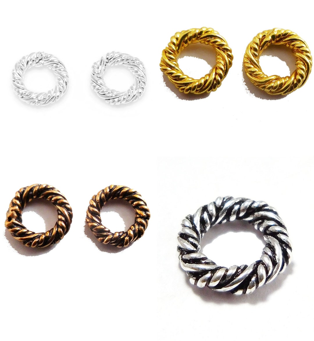 25 Pcs 8mm Twisted Closed Jump Ring Oxidized Silver Plated Oxidized ...