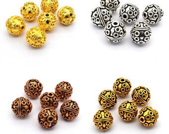2 Pieces 14mm Bali Bead Antique Silver Plated Antique Copper Antique Gold Plated 18k Gold Plated Jewelry Making Bead B1