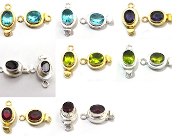 1 Piece Gem Stone Box Clasp 1 Strand Real Silver Plated 24k Gold Plated Over Copper Oval Shape 23X11X10MM B618