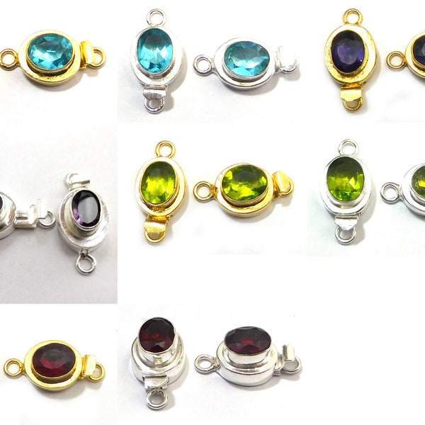 1 Piece Gem Stone Box Clasp 1 Strand Real Silver Plated 24k Gold Plated Over Copper Oval Shape 23X11X10MM B618