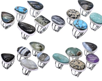 Chunky Rings for Women, Silver plated Vintage Rings, Crystal Rings Assorted Statement designs