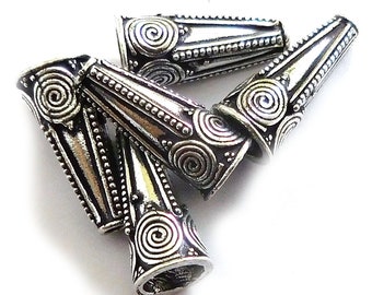 1 Pcs 45X22Mm Bali Cone Cap Perle Bijoux En Argent Antique