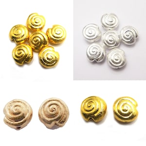 Solid Copper Shell Brushed Bead Sterling silver plated 18k gold Plated  8mm 10mm 12mm 14mm 18mm B 797