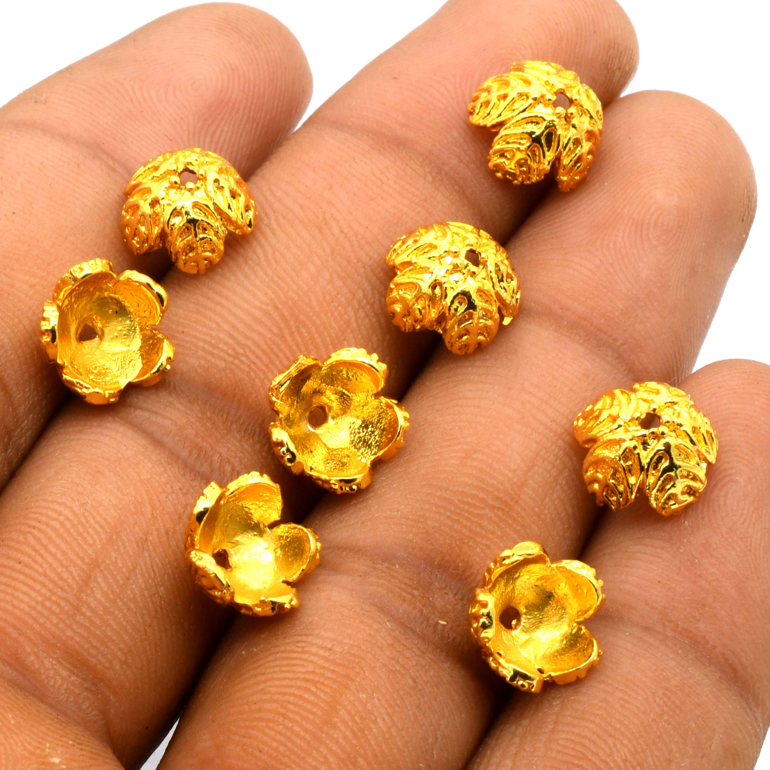 8 Embouts De Perles Bali – Cuivre Antique 10×5 Mm – Fait Main Inde – Pour Bijoux