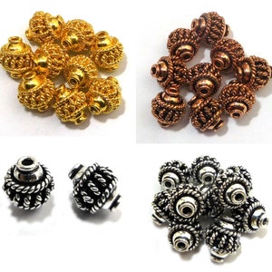6 Pieces 10mm Bali Rondell Beads Oxidized Silver Plated Oxidized Copper Sterling Silver Plated 18k Gold Plated Jewelry Making Bead B719