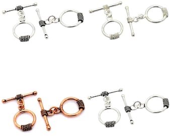 3 Sets 16X27mm Bali Toggle Clasp Antique Silver Plated Antique Copper Sterling Silver Plated Jewelry Making Clasp B405