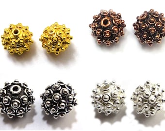 2 Pcs 13mm Round Bali Bead Oxidized Silver Plated Oxidized Gold Plated Oxidized Copper Sterling Silver Plated 18k Gold Plated B716