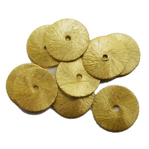 20 Pcs 10mm Brushed Flat Disc 18k Gold Plated Brushed Disk  Jewelry Making Wholesale lot Flat Disc