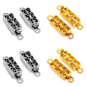 1 Stück 27 x 8 mm Filigrane Bali Box Verschluss 1 Strang Oxidiert Silber 18k Vergoldet Schmuckherstellung Verschluss B549
