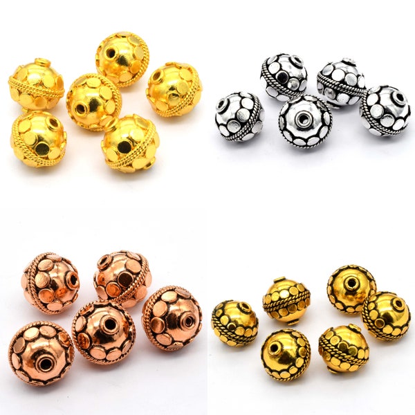 8 Pcs 8mm Handmade Bali Bead Sterling Silver Plated Antique Silver Plated Antique Copper Antique Gold Plated 18k Gold Plated B14