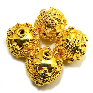 8mm 10mm 12mm 14mm Bali Bead Oxidized Sterling Silver Plated 18k Gold Plated Antique Copper Jewelry Making Bead B4 Gold Plated