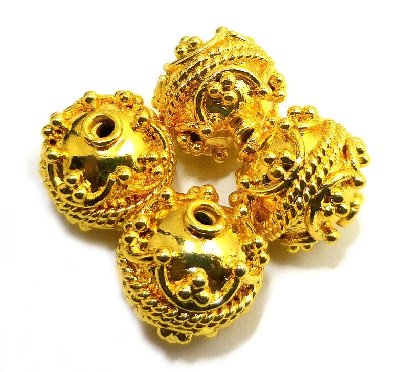 8mm 10mm 12mm 14mm Bali Bead Oxidized Sterling Silver Plated 18k Gold Plated Antique Copper Jewelry Making Bead B4 Gold Plated