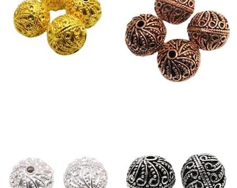 2 Pieces 15mm Handmade Bali Beads Antique Silver Plated Sterling Silver Plated Antique Copper 18k Gold Plated Jewelry Making Bead B682