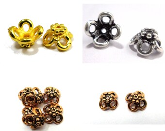 25 PCS 10X4MM BALI BEAD CAP OXIDIZED STERLING SILVER PLATED 18K GOLD PLATED 756 25 PCS 10X4MM BALI BEAD CAP OXIDIZED STERLING SILVER PLATED 18K GOLD PLATED 756