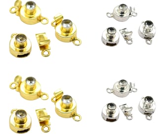 1個 ラウンド ホワイト トパーズ ボックスクラスプ 1ストランド スターリングシルバーメッキ 18kゴールドメッキ 21x12x8mm ジュエリーメイキングクラスプ B751