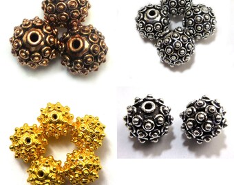 1 Pc 17mm Bali Beads Antique Silver Plated Antique Copper 18k Gold Plated Jewelry Making Bead B730