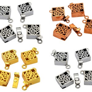 1 Pc  28X19X7mm Rhombus Shape Bali Box Clasp 1 Strand Oxidized Silver Plated Oxidized Copper 18k Gold Plated Jewelry Making Clasp  B554