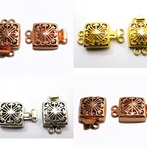 1 Stück 23X15X6mm Filigrane Quadrat Box Verschluss 2 Strang Oxidiert Silber überzogen oxidiertes Kupfer 18k vergoldet Schmuck machen Verschluss B387