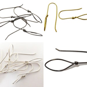 20 Pcs 35X12mm Earring Finding Antique Silver Plated Black Gold Plated Genuine Copper 18k Gold Plated Ear Wire Components B1012
