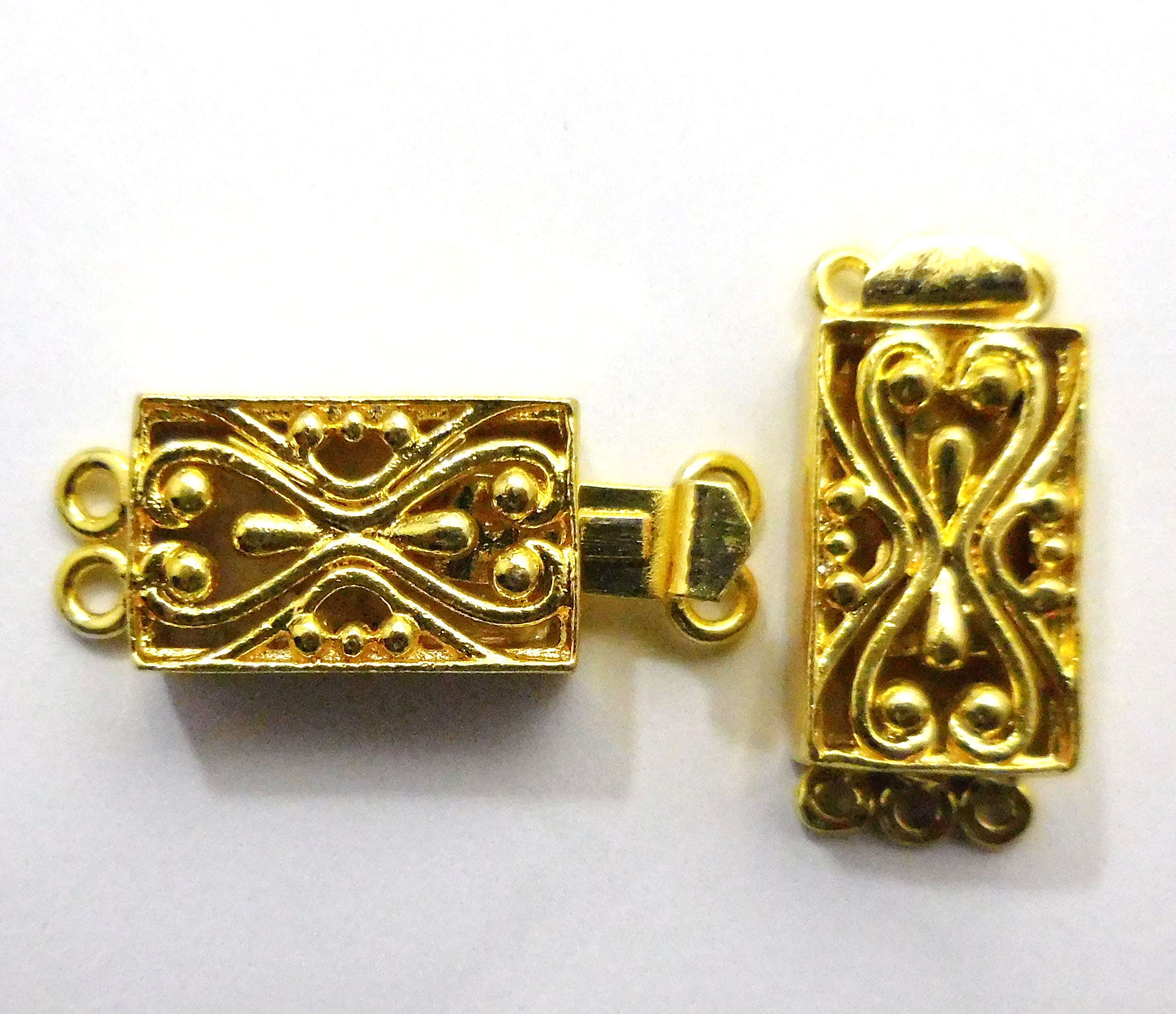 1 Pc 21x12x6mm Filigree Bali Box Clasp Two Strand Oxidized