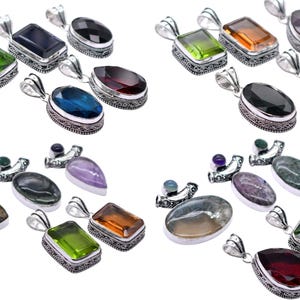Pendentif de créateur en plaqué argent sterling 925, pendentif de différentes tailles, nouvelle forme et bijoux mélangés, lot de pendentifs naturels, lot de pendentifs mystère.