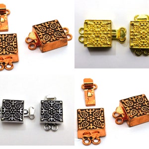 1 Stück 23X14X7mm Oxidiertes Silber überzogenes oxidiertes Kupfer 18k vergoldetes Multi Strang Quadrat 2 Strang Bali Box Verschluss Schmuckherstellung Verschluss B231