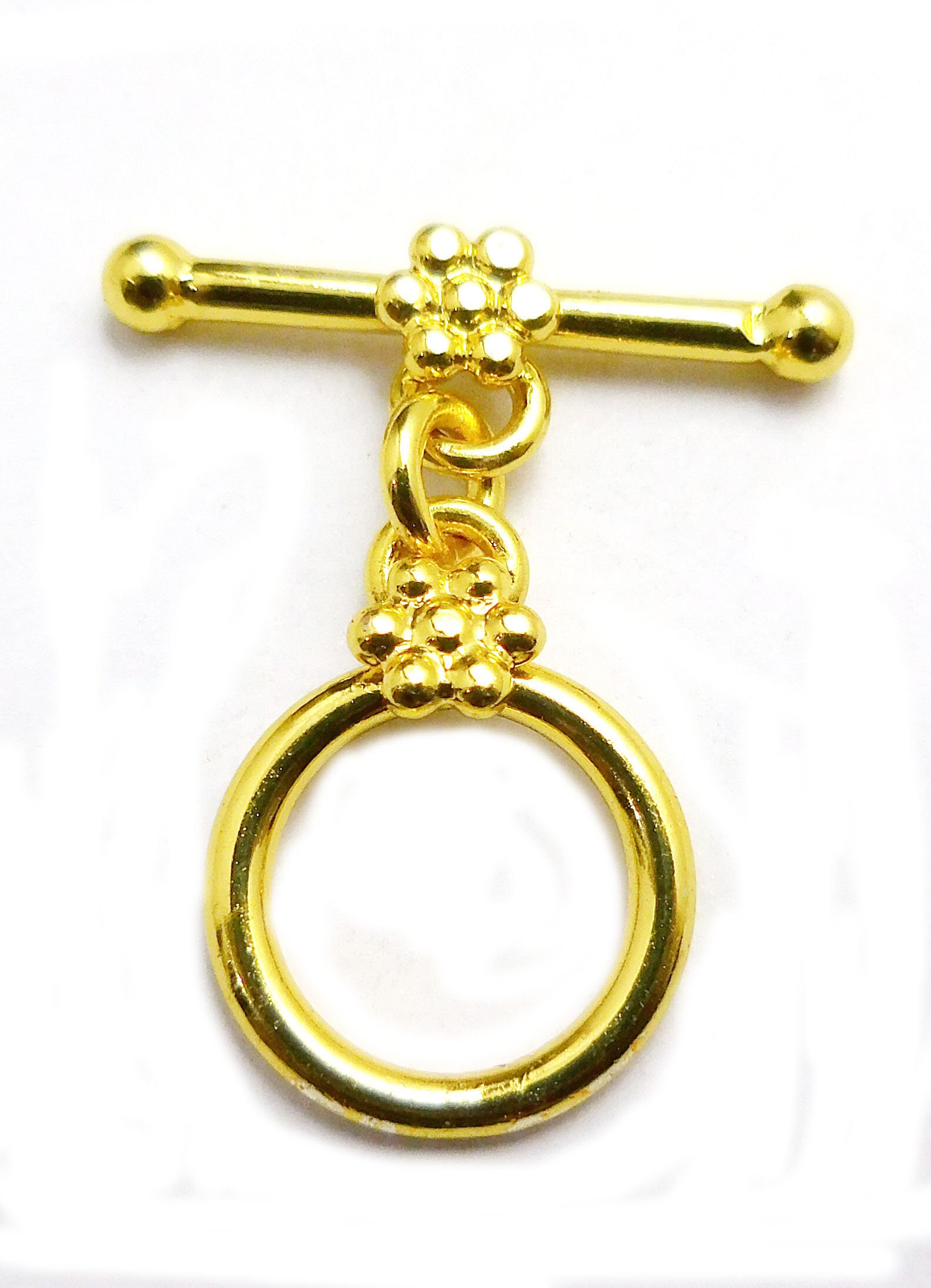 COPPER BALI TOGGLE CLASP ANTIQUED STERLING SILVER PLATED 24K GOLD PLATED 568 