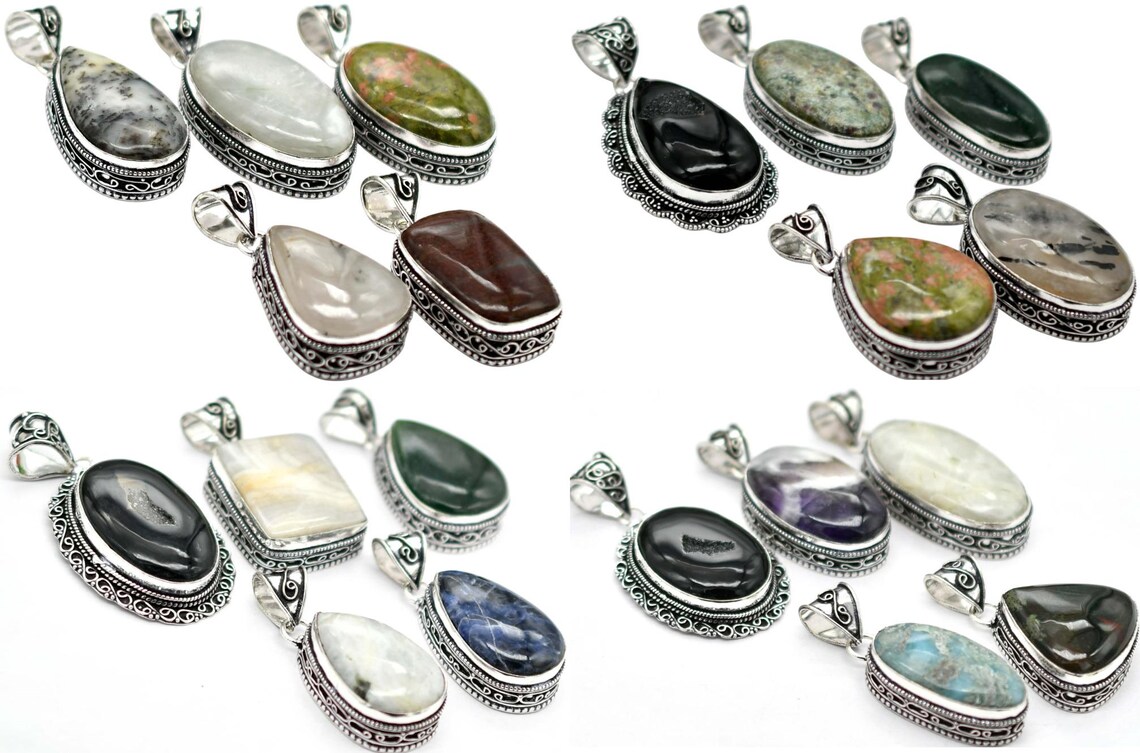Bali Wholesale Mix Gemstone Pendant Lot, Natural Pendants Lot, Top ...