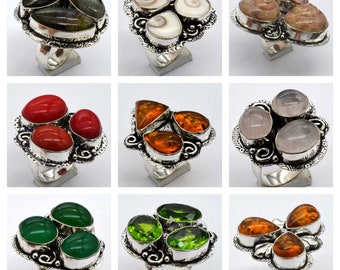 Mix Gemstone Assorted Ring Wholesale Mix Ring Lot, Hippie Rings, Handmade Jewelry Ring, US Mix Size 6-9, Bulk Rings