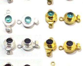 1 Pc Silver Plated, Gold Plated 1 Strand Amethyst, Red Garnet, Peridot, Blue Topaz, Citrine Stone Jewelry Making Box Clasp 23X12x10mm B751
