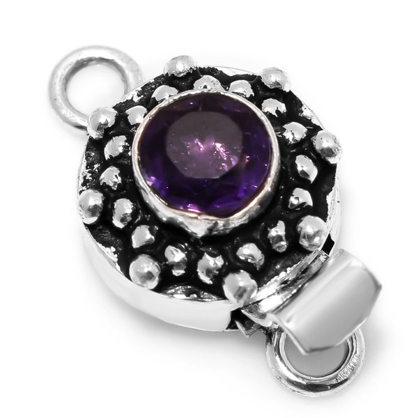 1 Pc Amethyst Gemstone Box Clasp 1 Strand Antique Silver Plated Jewelry Making Clasp B623