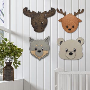 Woodland Animal Head Wall Mounts: Forest Decor, Set of 4